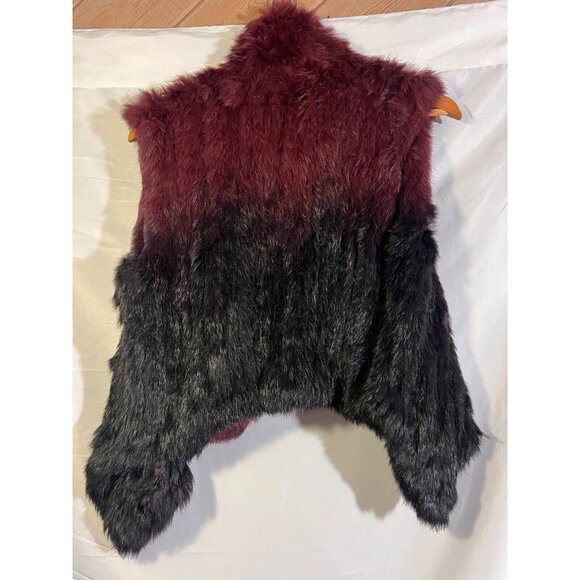 Dolce Cabo Maroon Burgundy/Black Ombre Fur Vest Rabbit Size S Super Soft - Picture 2 of 5